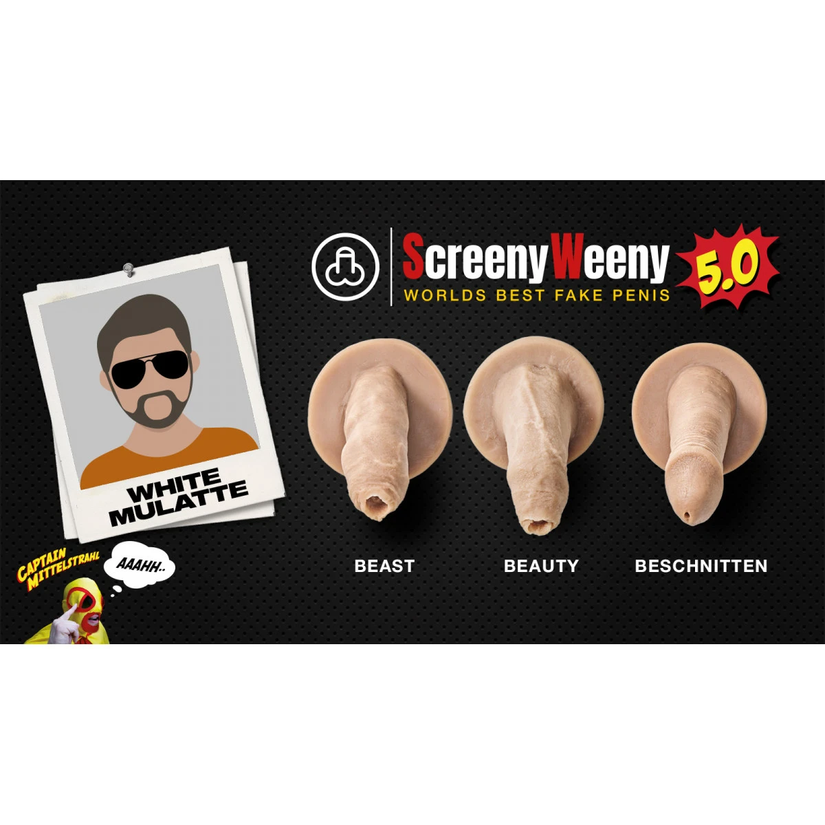 Screeny Weeny Fake Penis 5.0 Omskåret White Mulatte 3 Screeny Weeny Fake Penis 5.0 Omskåret White Mulatte - Billede 3